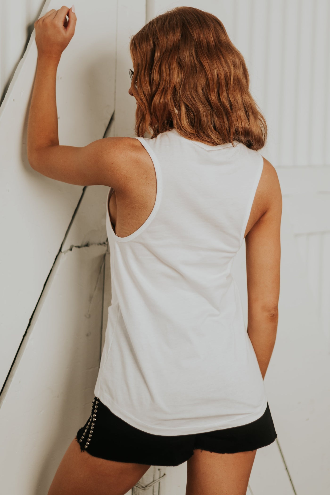 White Route 66 Graphic Knit Tank Top