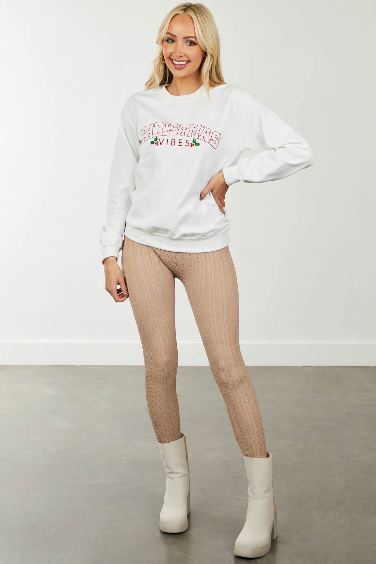 White 'Christmas Vibes' Graphic Sweatshirt