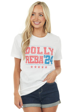 White 'Dolly Reba 24' Campaign Graphic Tee