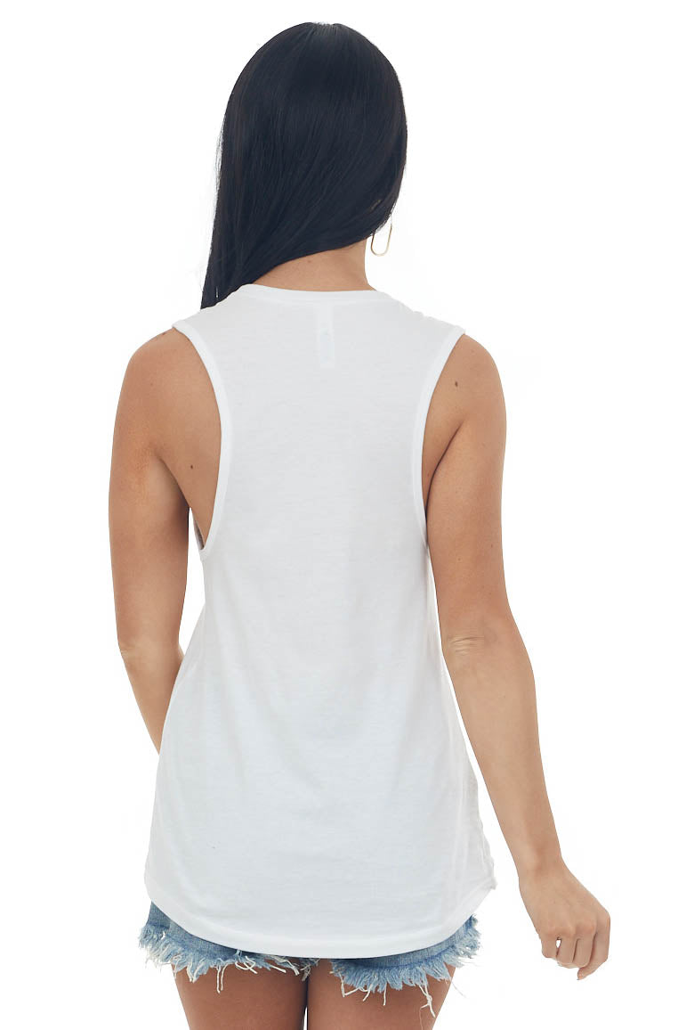 White 'Drink Sip Shoot' Knit Graphic Tank Top