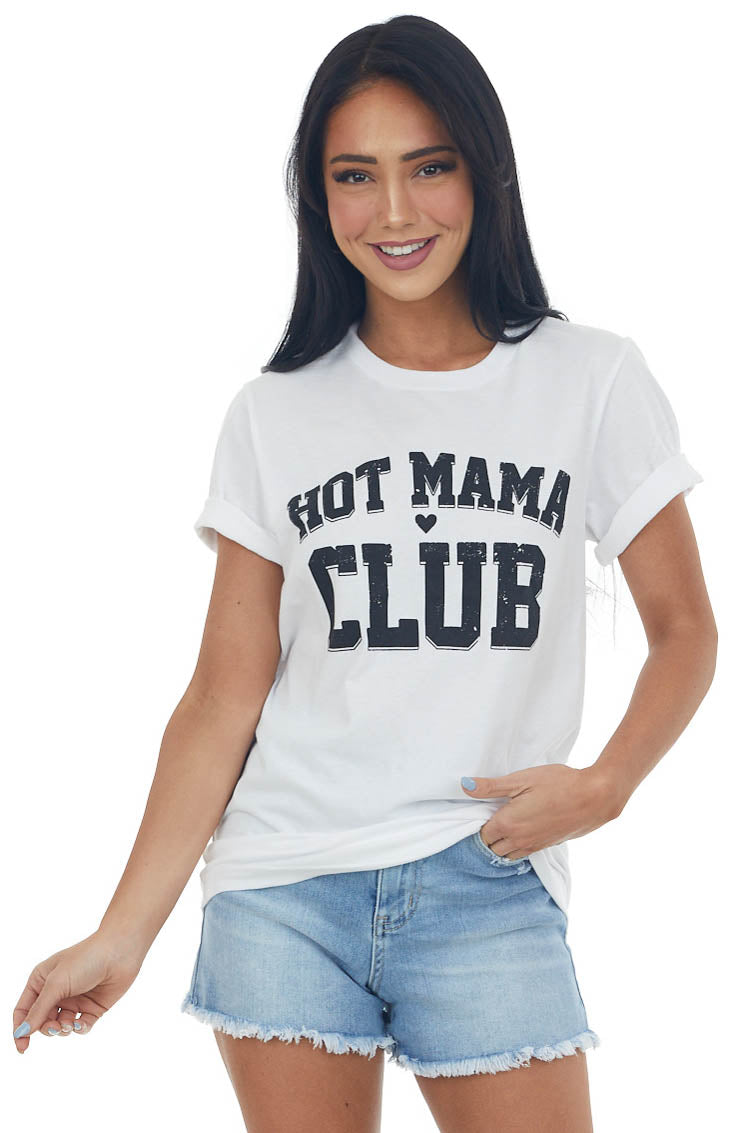 White 'Hot Mama Club' Graphic Tee Shirt