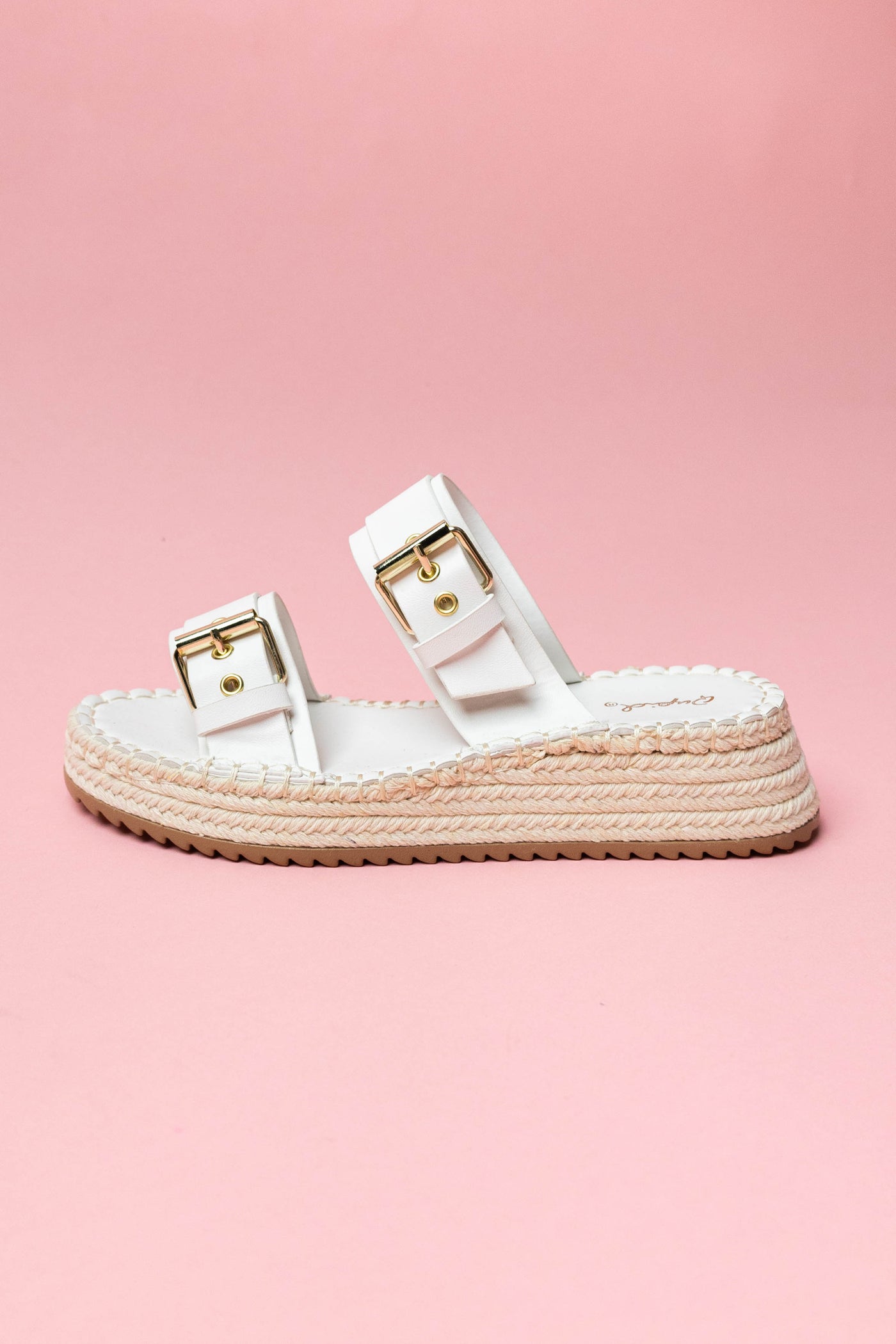 White Double Buckle Espadrille Sandals