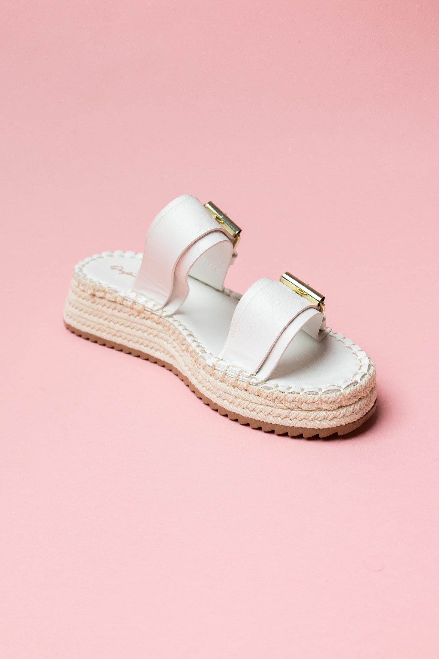 White Double Buckle Espadrille Sandals