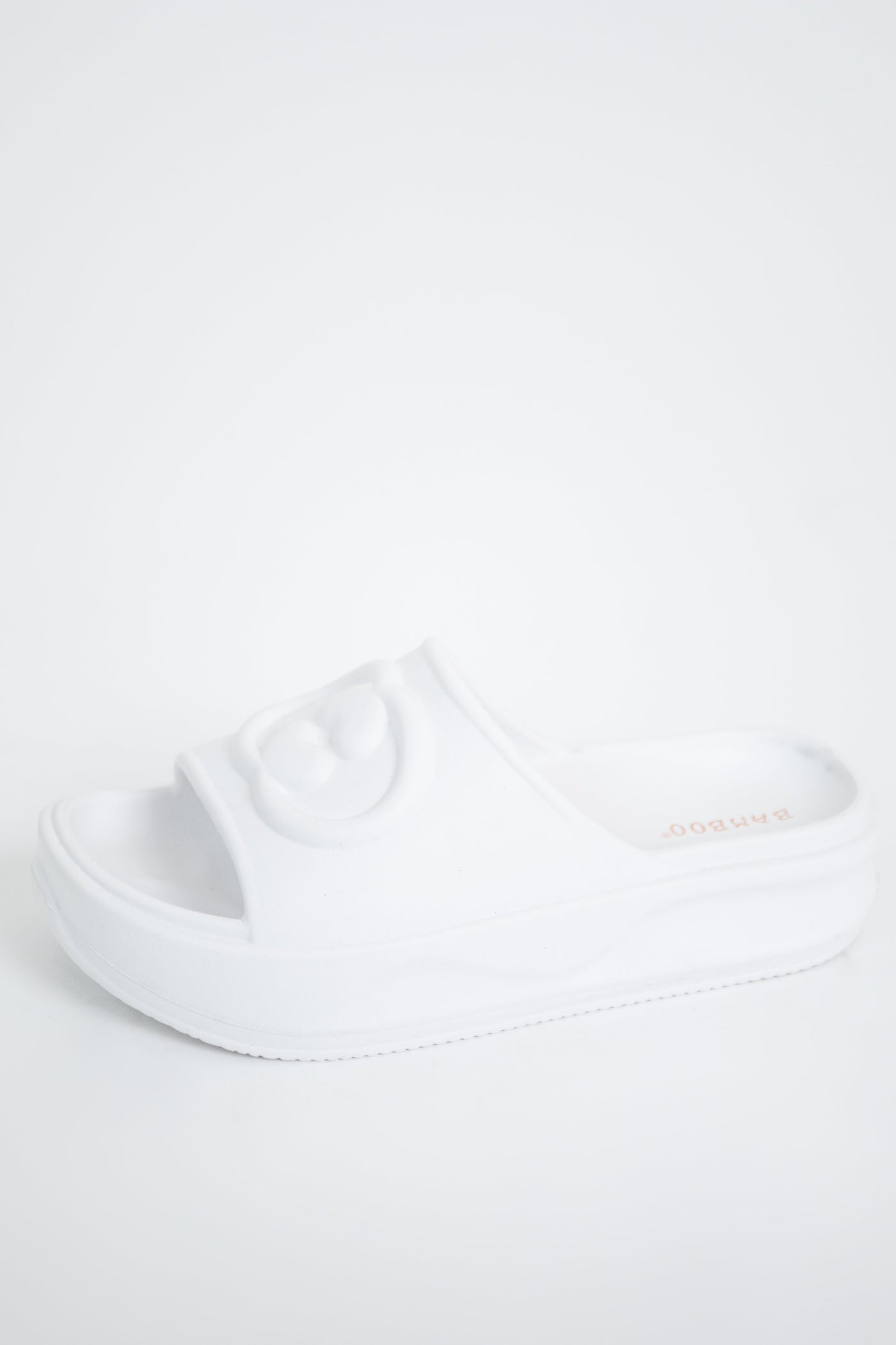 White Platform Logo Slide Sandals