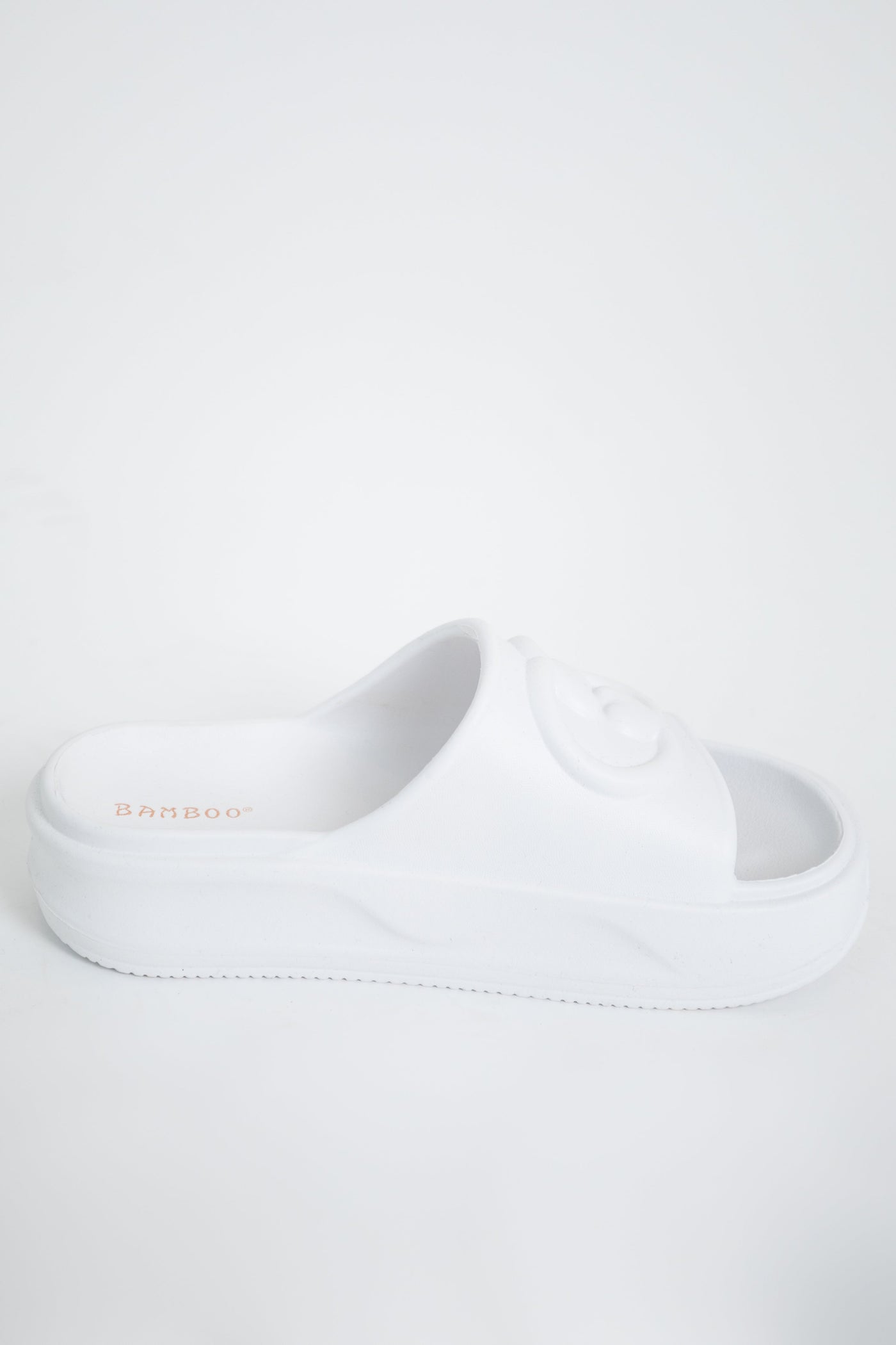 White Platform Logo Slide Sandals