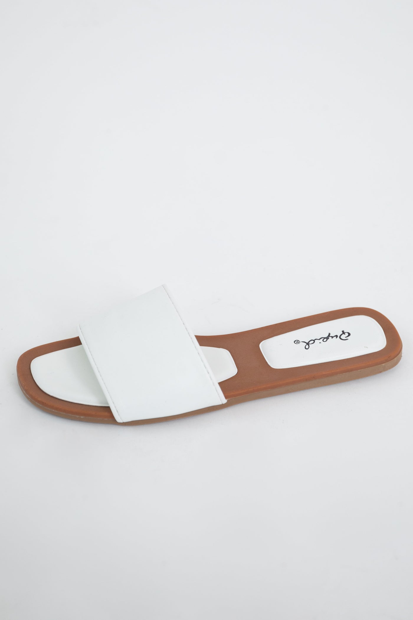White Pleather Single Band Cushioned Sandals