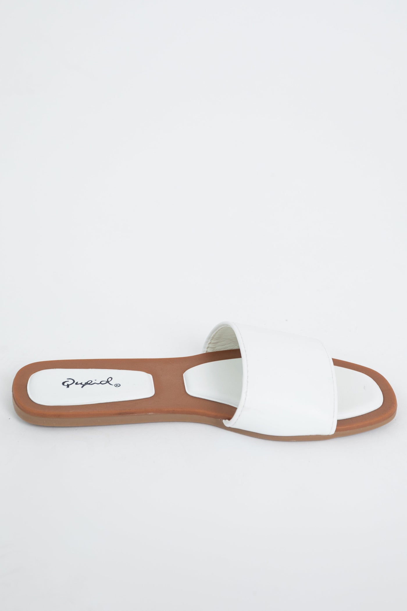 White Pleather Single Band Cushioned Sandals