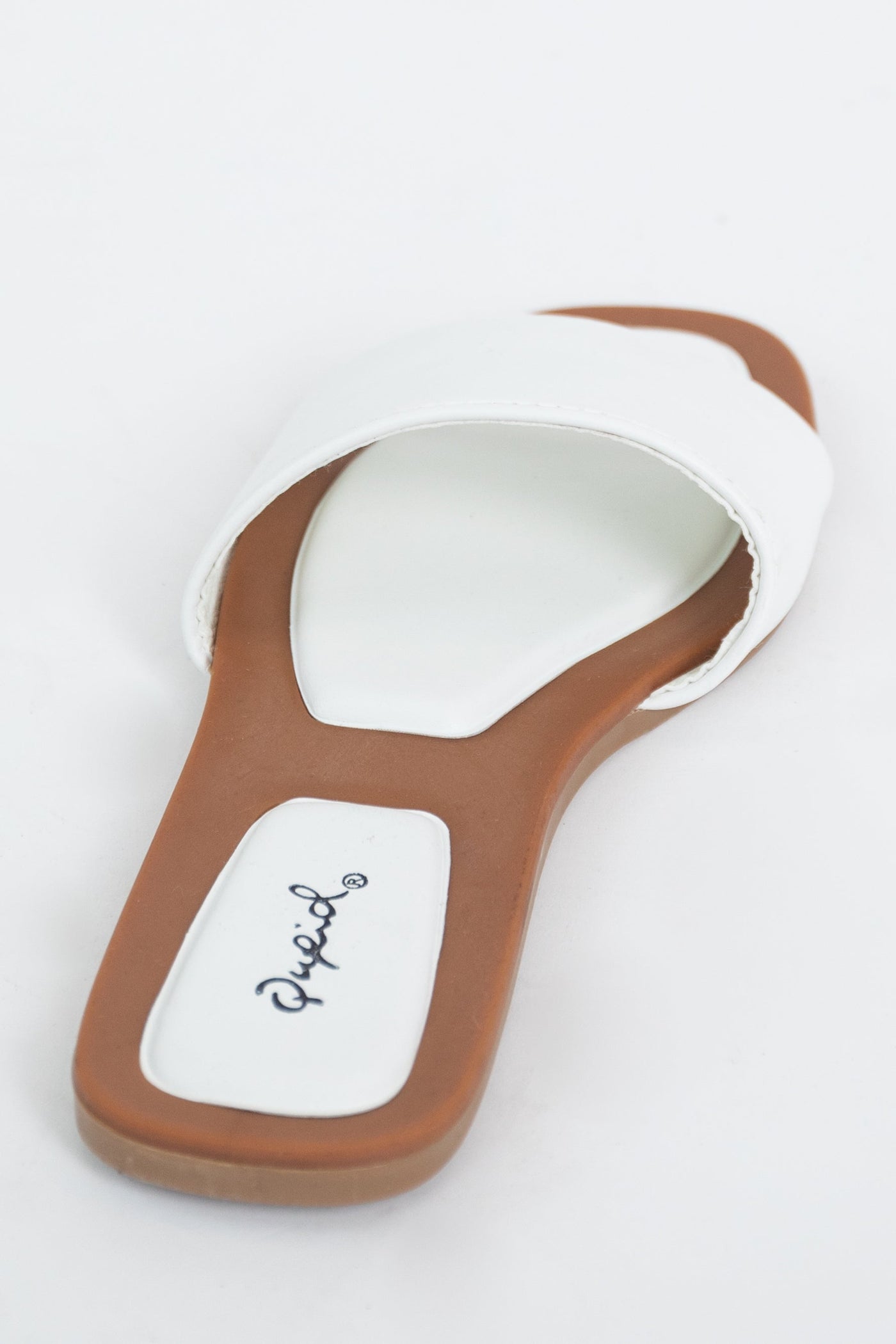 White Pleather Single Band Cushioned Sandals