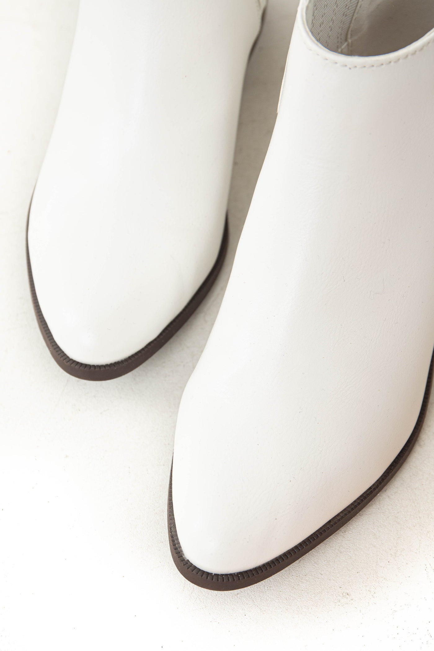 White Slit Elastic Panel Pointed Toe Booties