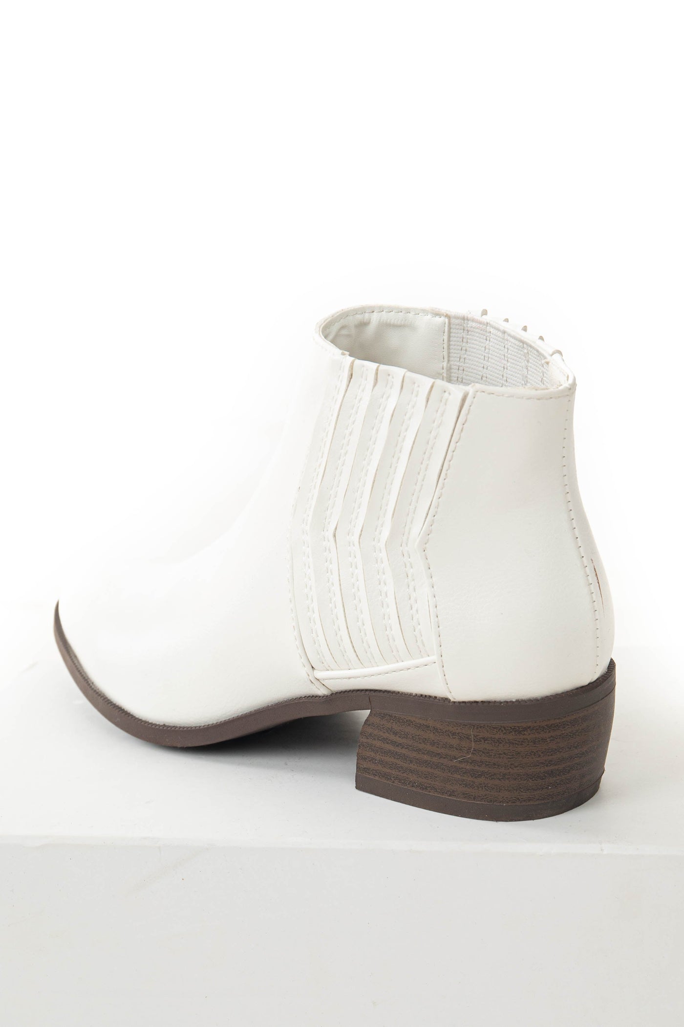 White Slit Elastic Panel Pointed Toe Booties