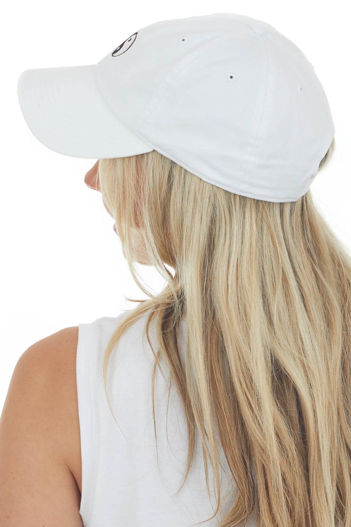 White Yin Yang Embroidered Baseball Cap