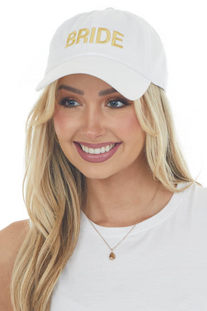 White and Gold 'Bride' Embroidered Baseball Cap