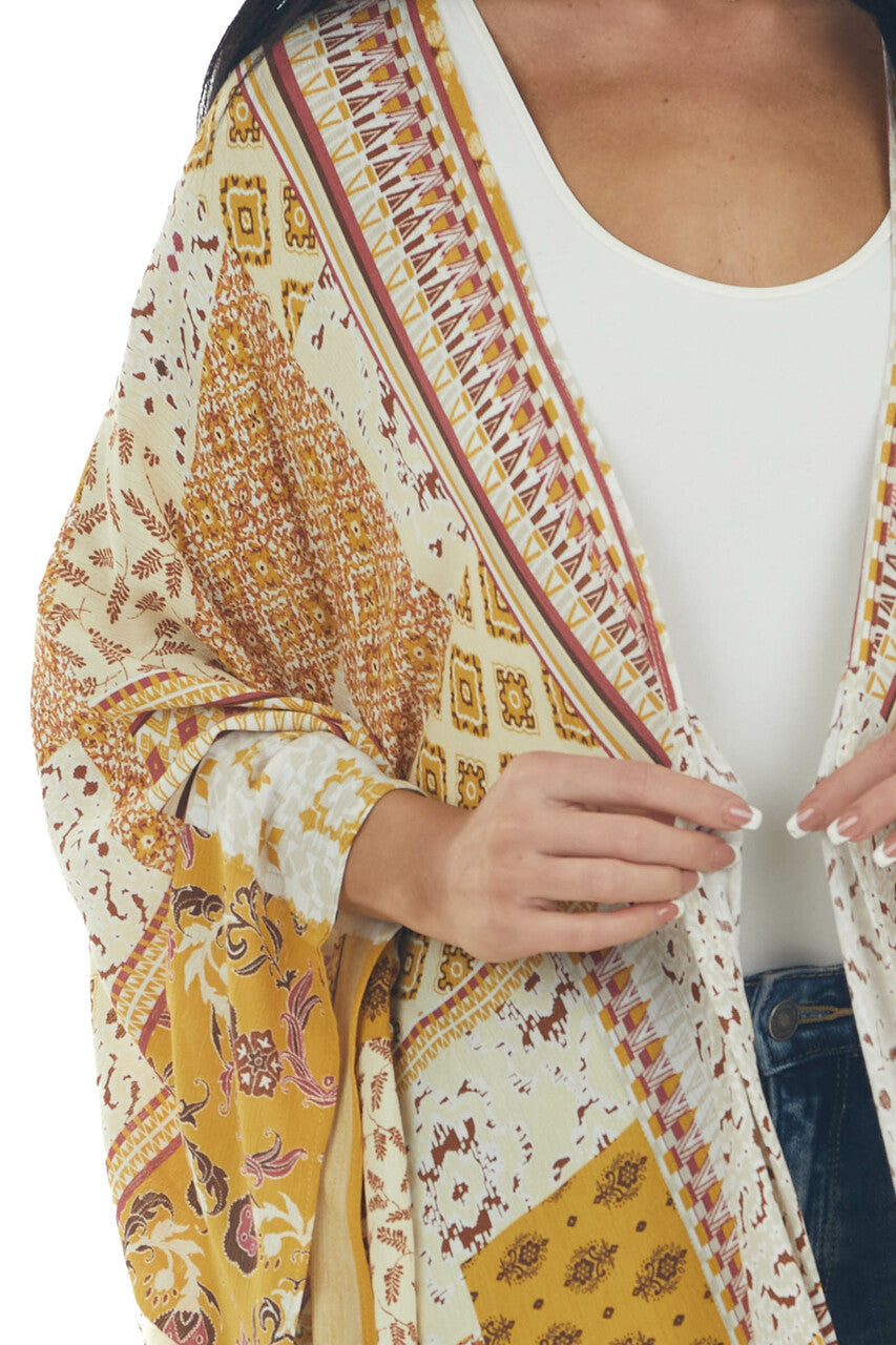 Amber Abstract Multicolor Loose Flowy Kimono