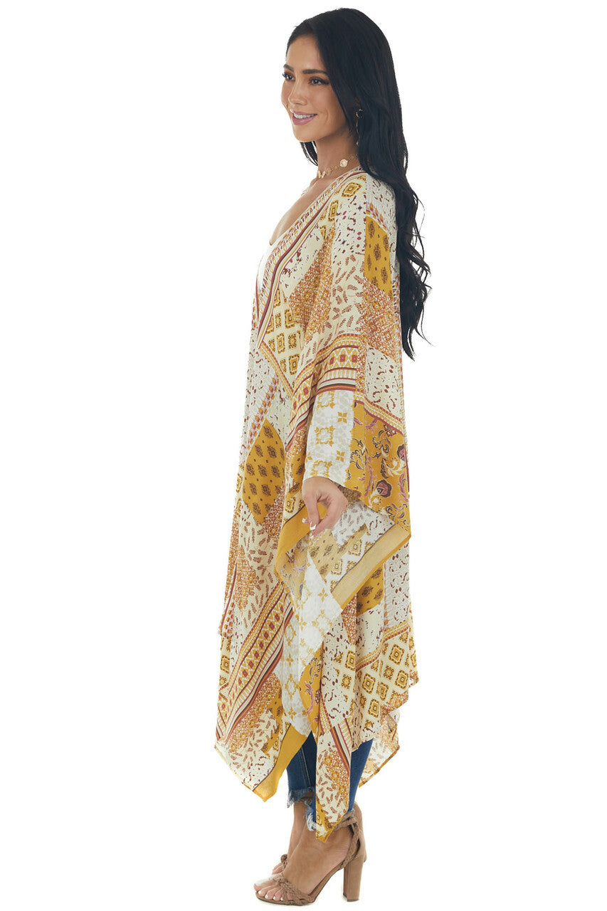 Amber Abstract Multicolor Loose Flowy Kimono