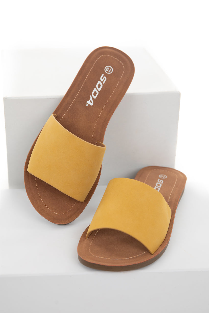 Amber Faux Leather Slip On Style Sandal