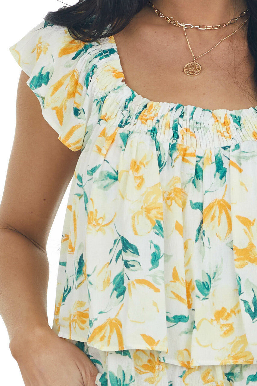 Amber Floral Print Ruffle Tiered Woven Top 