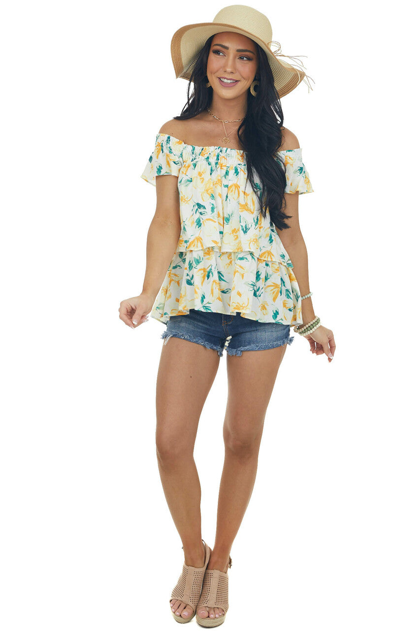Amber Floral Print Ruffle Tiered Woven Top 