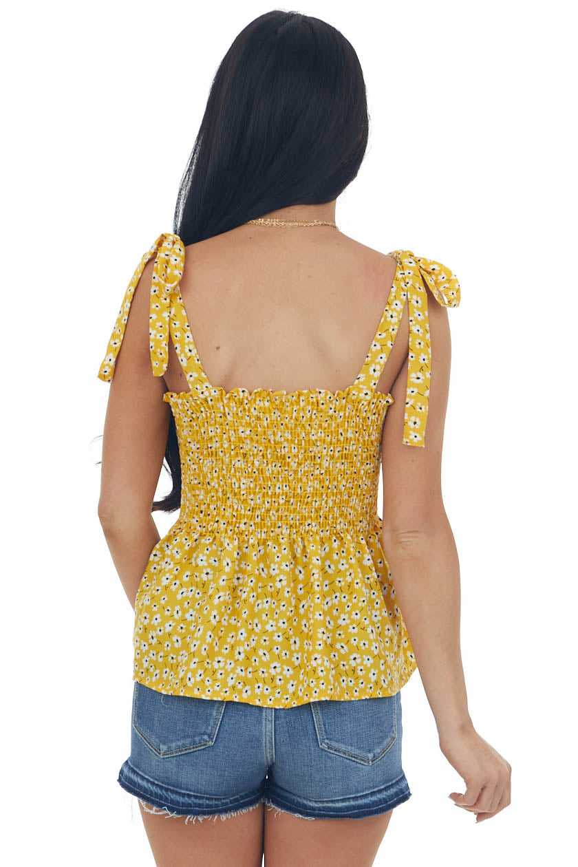 Amber Floral Smocked Blouse with Tie Straps