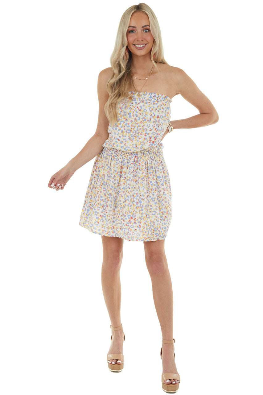 Amber Leopard Print Strapless Mini Dress 