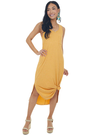 Amber Melange Soft Knit Chest Pocket Dress