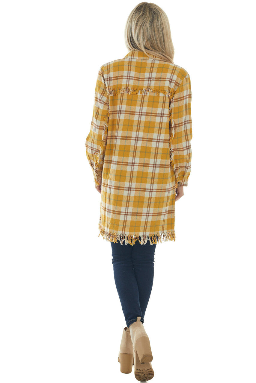 Amber Plaid Long Button Down Flannel 
