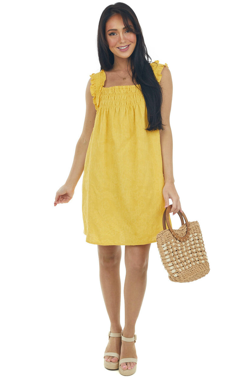 Amber Textured Smocked Yoke Sleeveless Dress