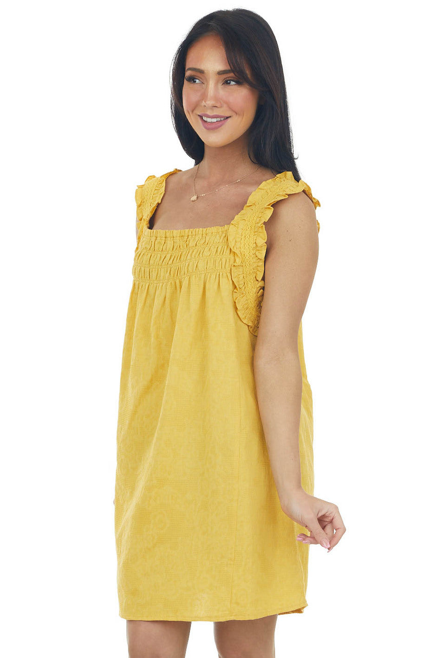 Amber Textured Smocked Yoke Sleeveless Dress