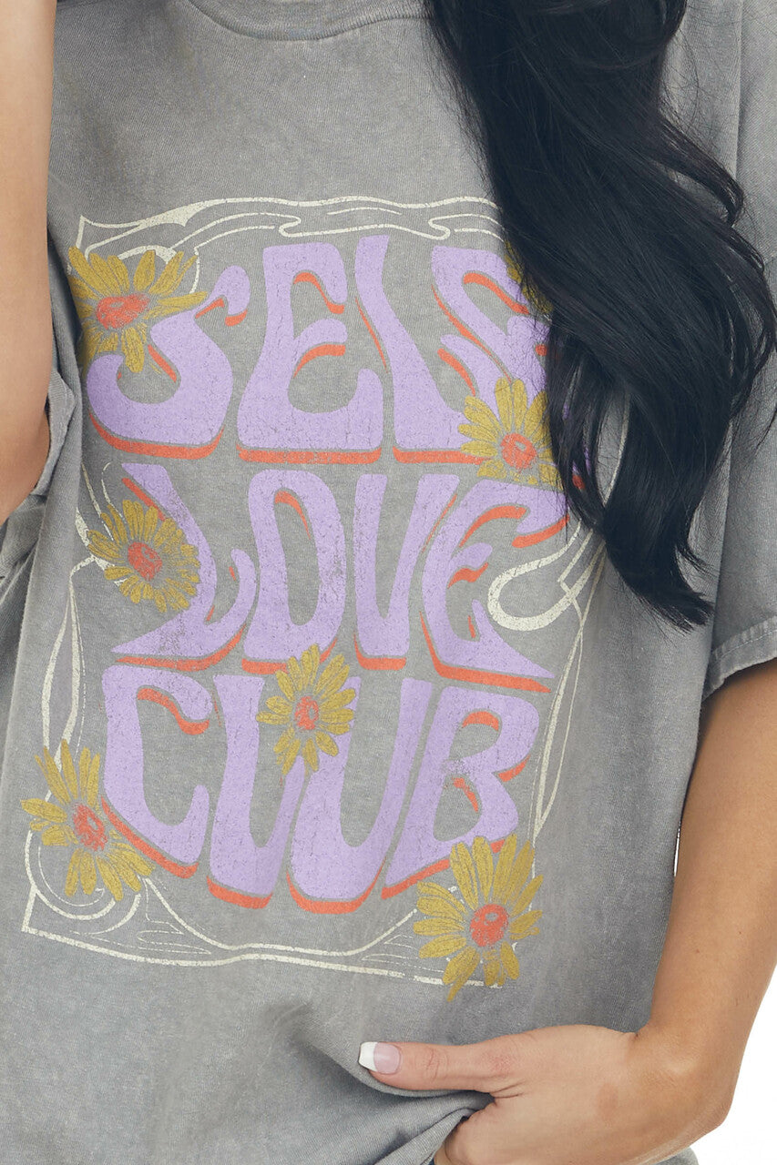 Ash Washed 'Self Love Club' Oversized Tee