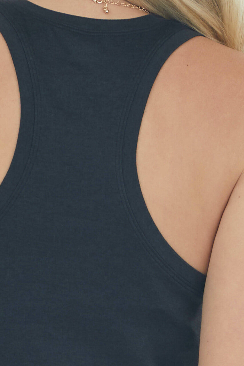 Black Melange Racerback Knit Tank Top