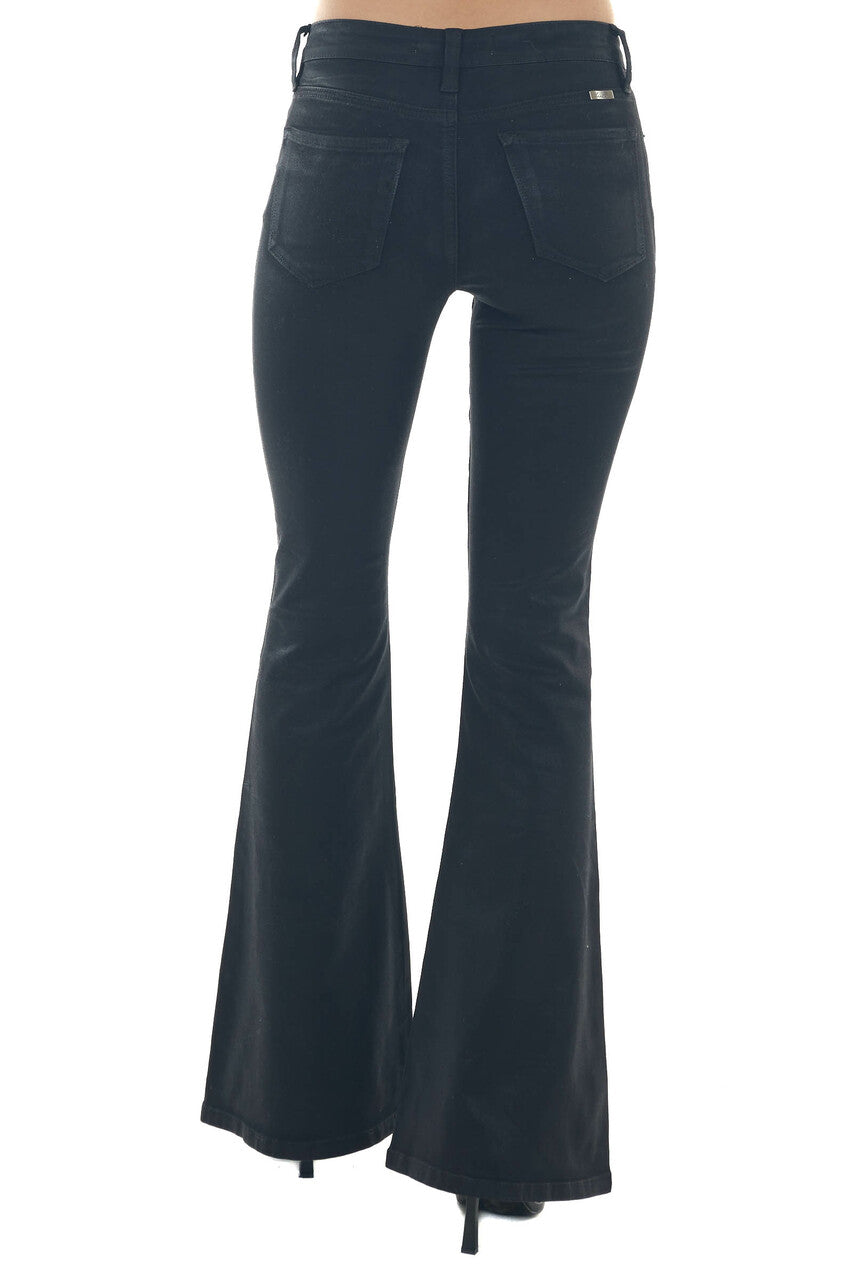 Black Coated High Rise Bell Bottom Jeans