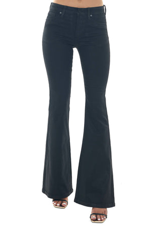Black Coated High Rise Bell Bottom Jeans
