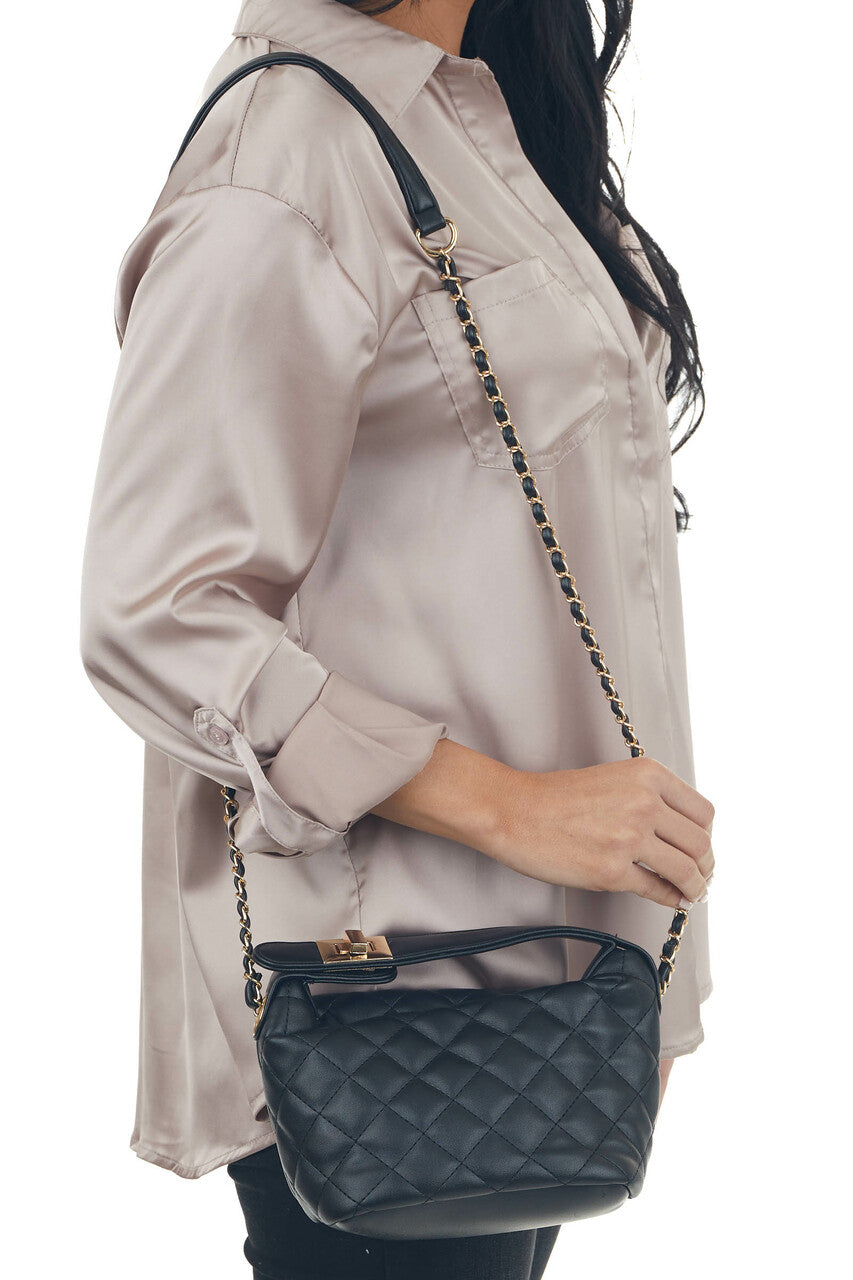 Black Cushion Bucket Shoulder Strap Bag