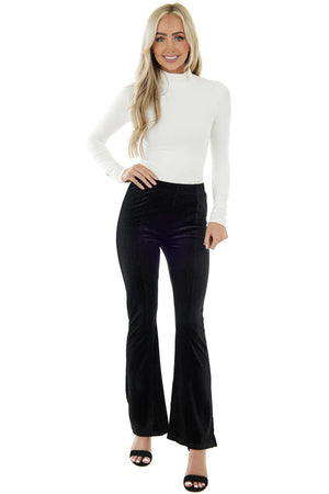 Black Directional Stripe Corduroy Bell Bottoms