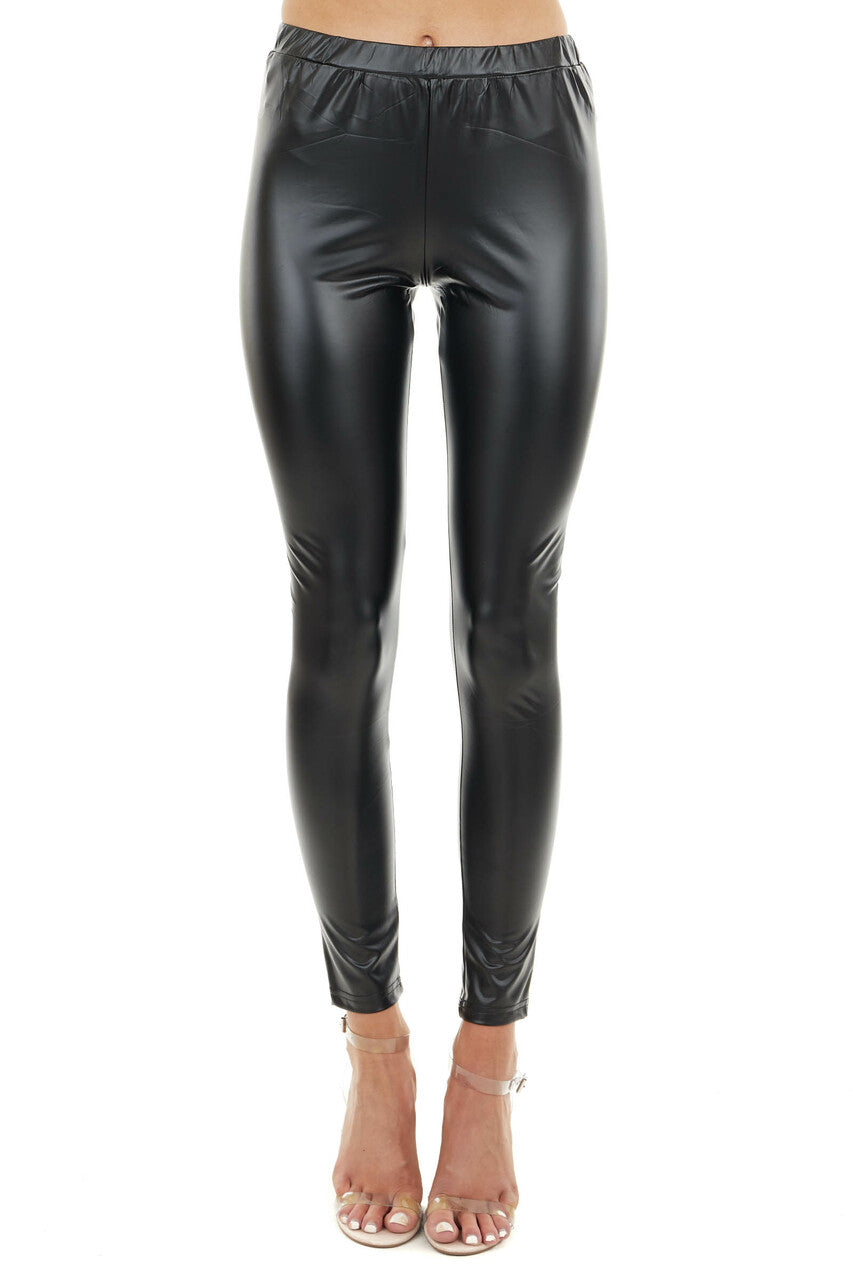 Black Faux Leather Skinny Fit High Waisted Leggings