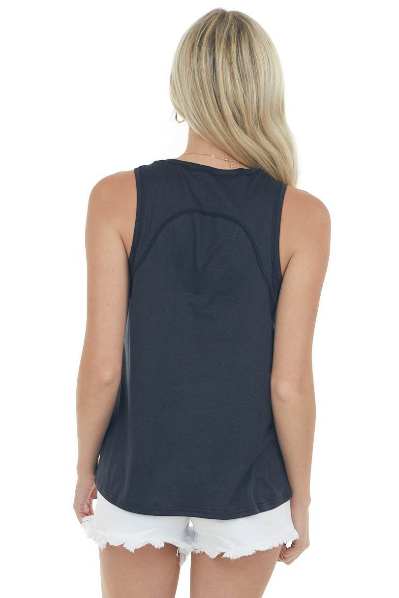 Black Melange Soft Sleeveless Knit Top