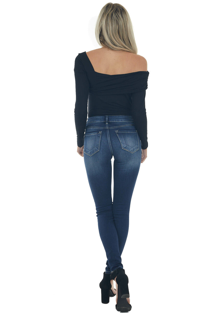 Black Off Shoulder Overlay Detail Bodysuit 