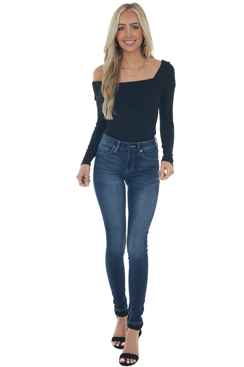 Black Off Shoulder Overlay Detail Bodysuit 