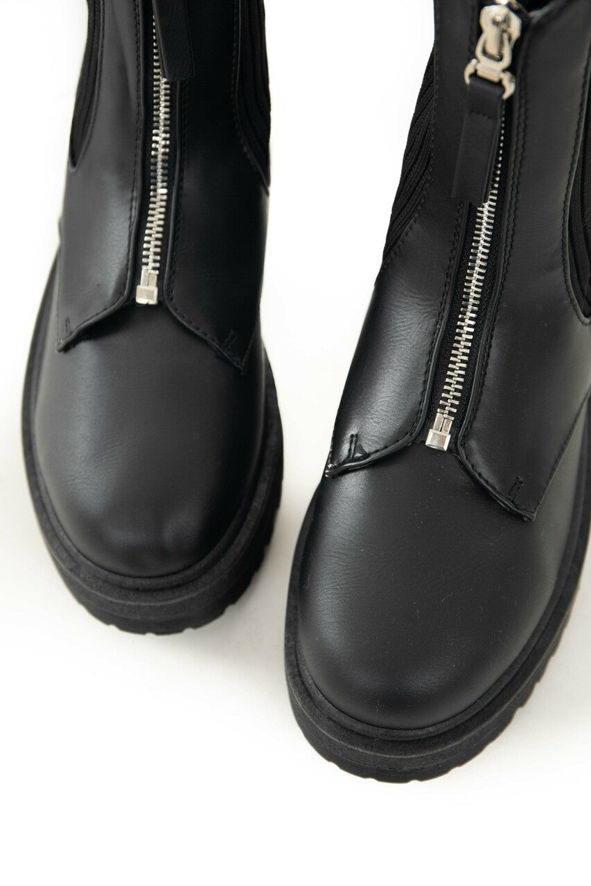 Black Ribbed Knit Contrast Combat Lug Boots 