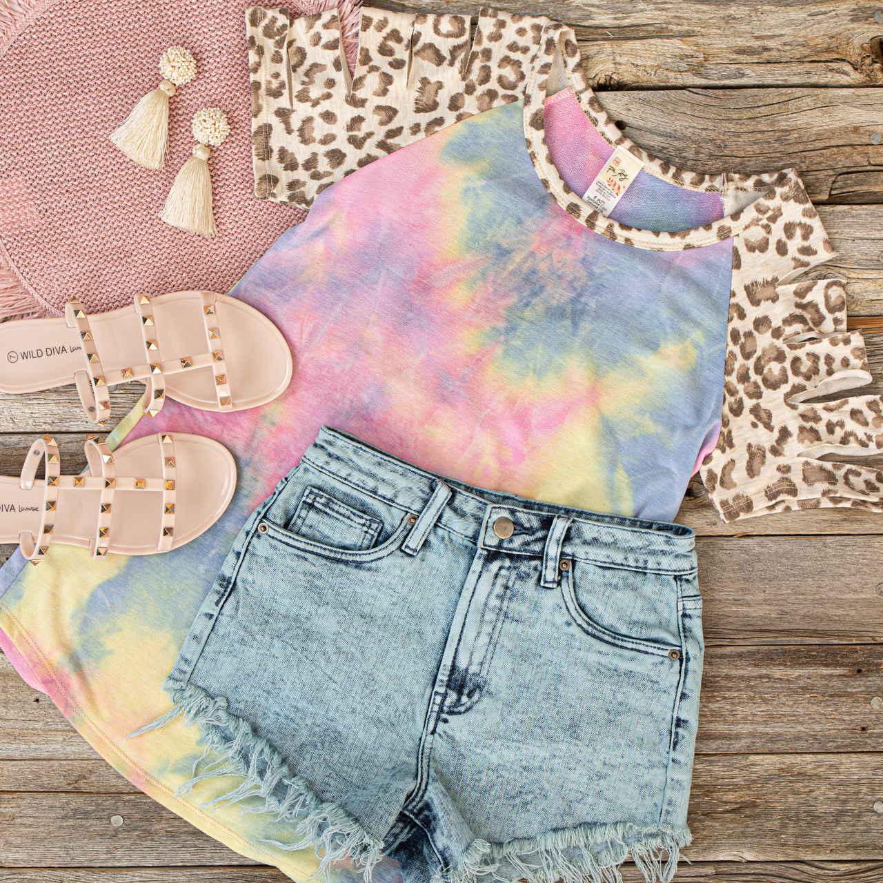 Blue Acid Wash Denim Shorts with Distressed Hem