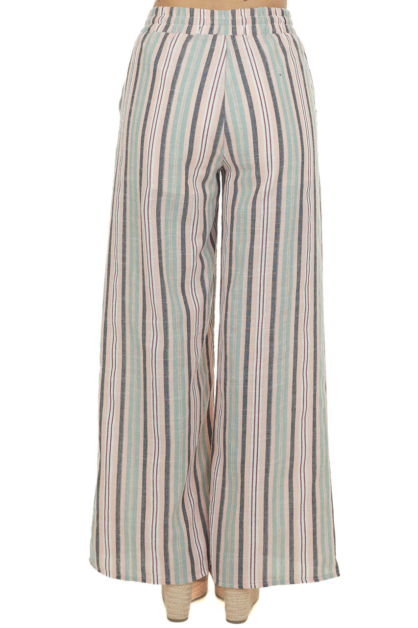 Blush Striped Wide Leg Drawstring Pants