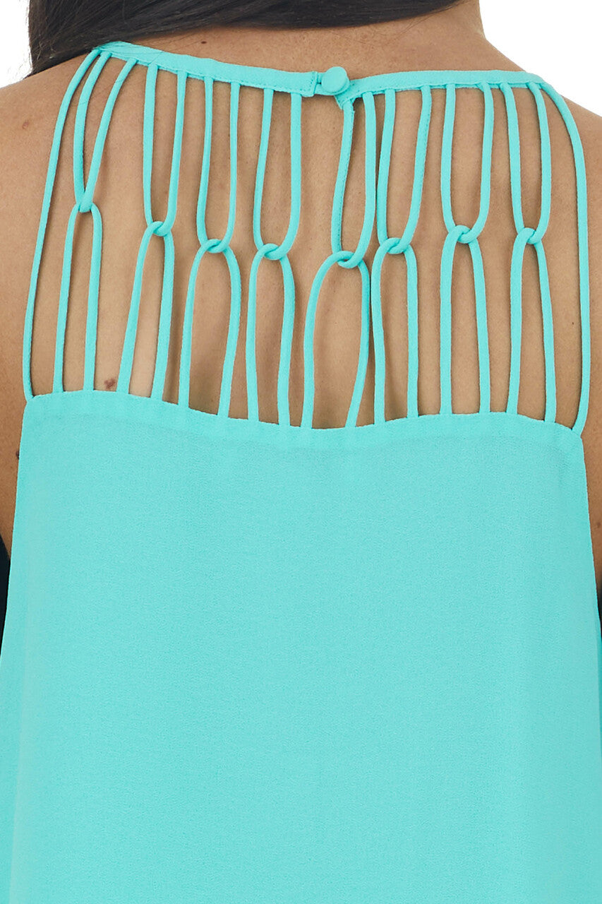 Bright Seafoam Tank Top with Loop Knotted Neckline
