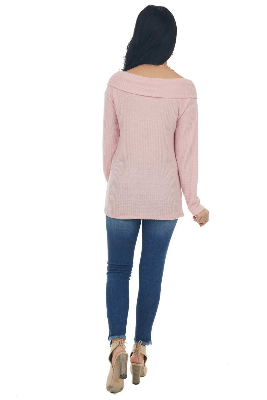 Bubblegum Criss Cross Brushed Waffle Knit Top