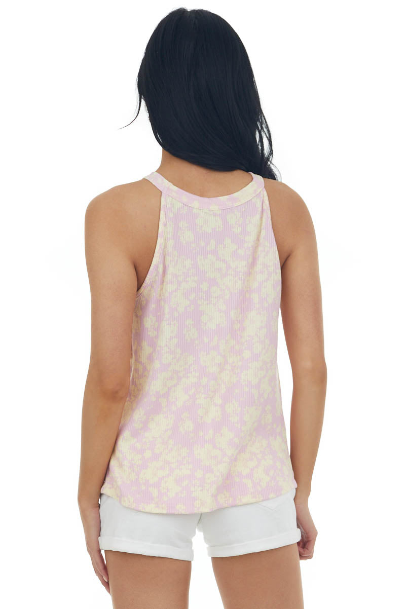 Bubblegum Floral Print Halter Neck Tank Top 