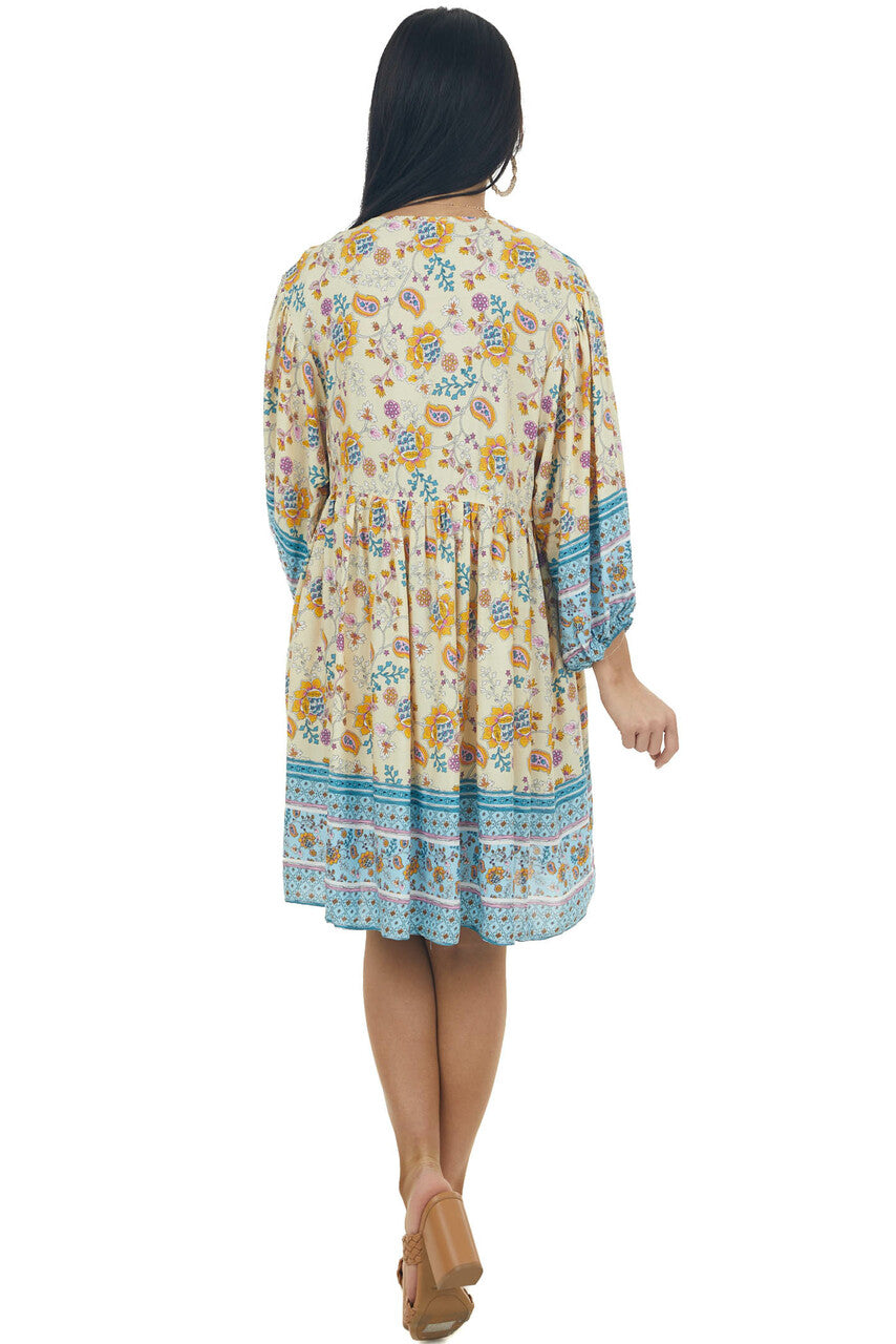 Buttercream Printed Puff Sleeve Babydoll Dress 