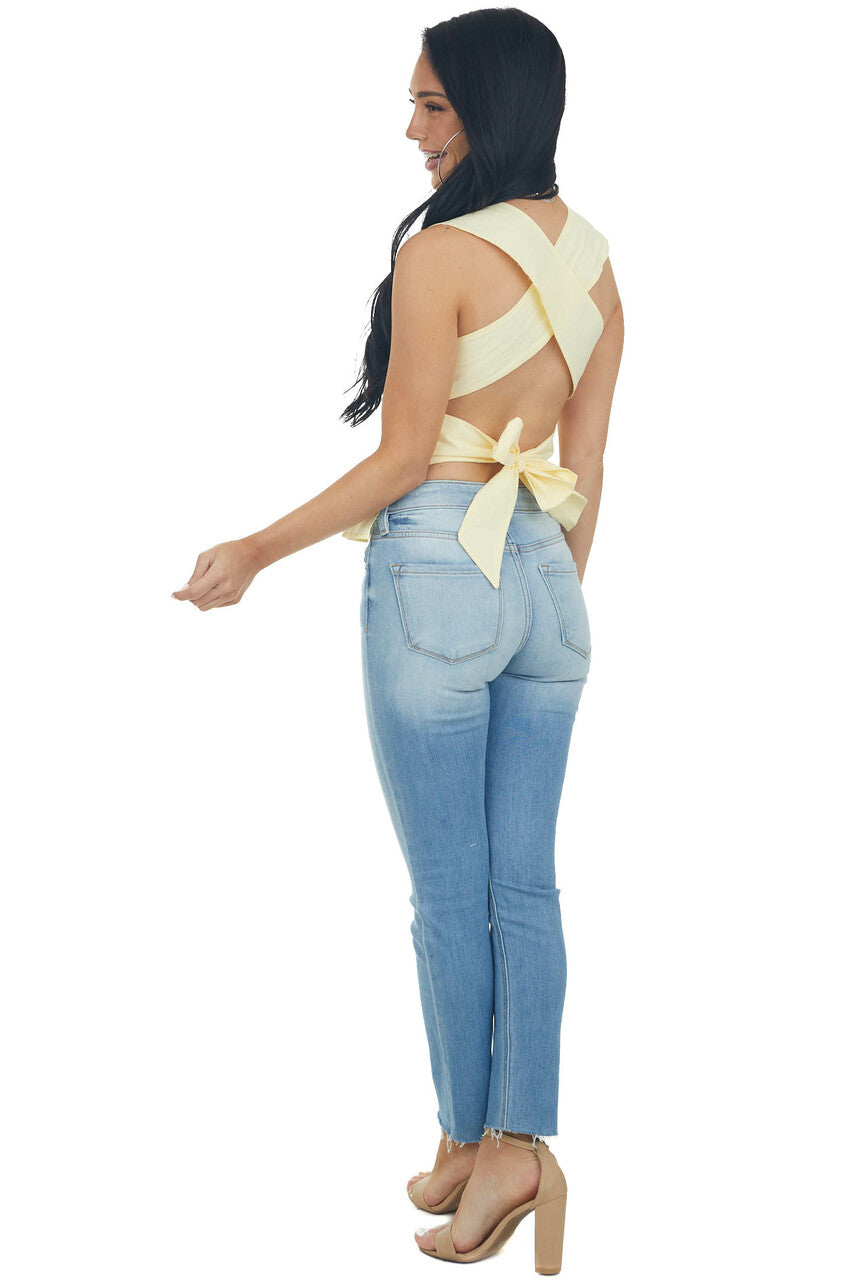 Buttercream Sleeveless Strappy Open Back Top