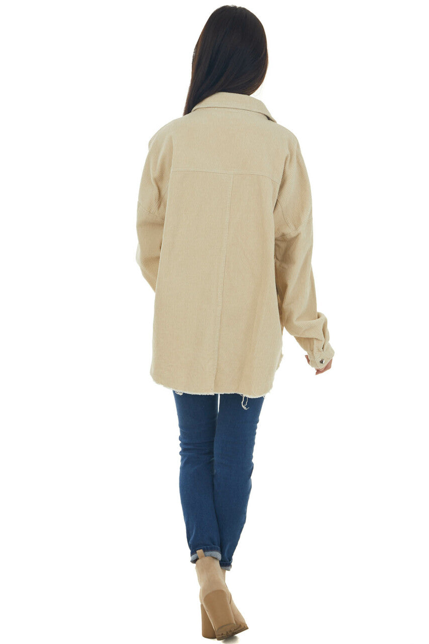 Buttercream Snap Button Down Corduroy Shacket 