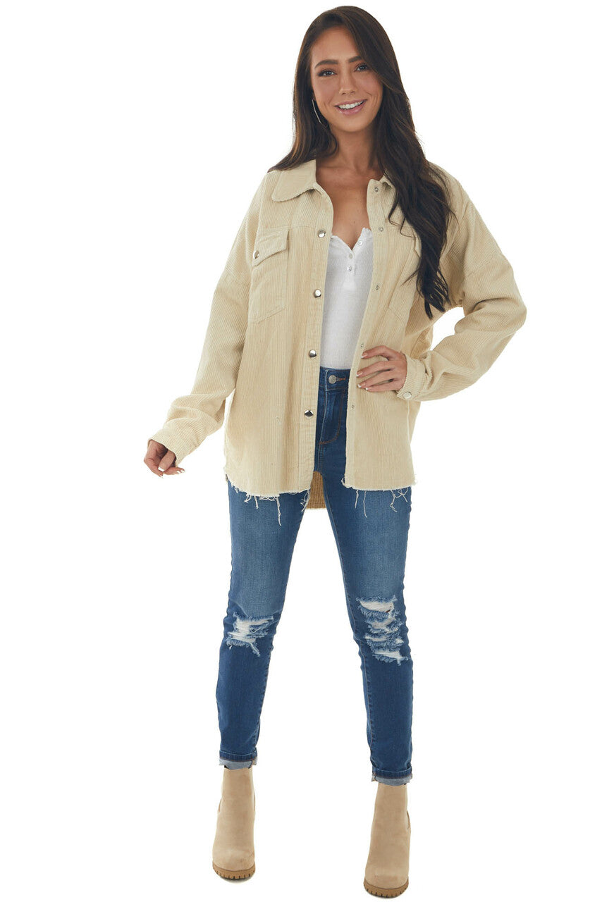 Buttercream Snap Button Down Corduroy Shacket 