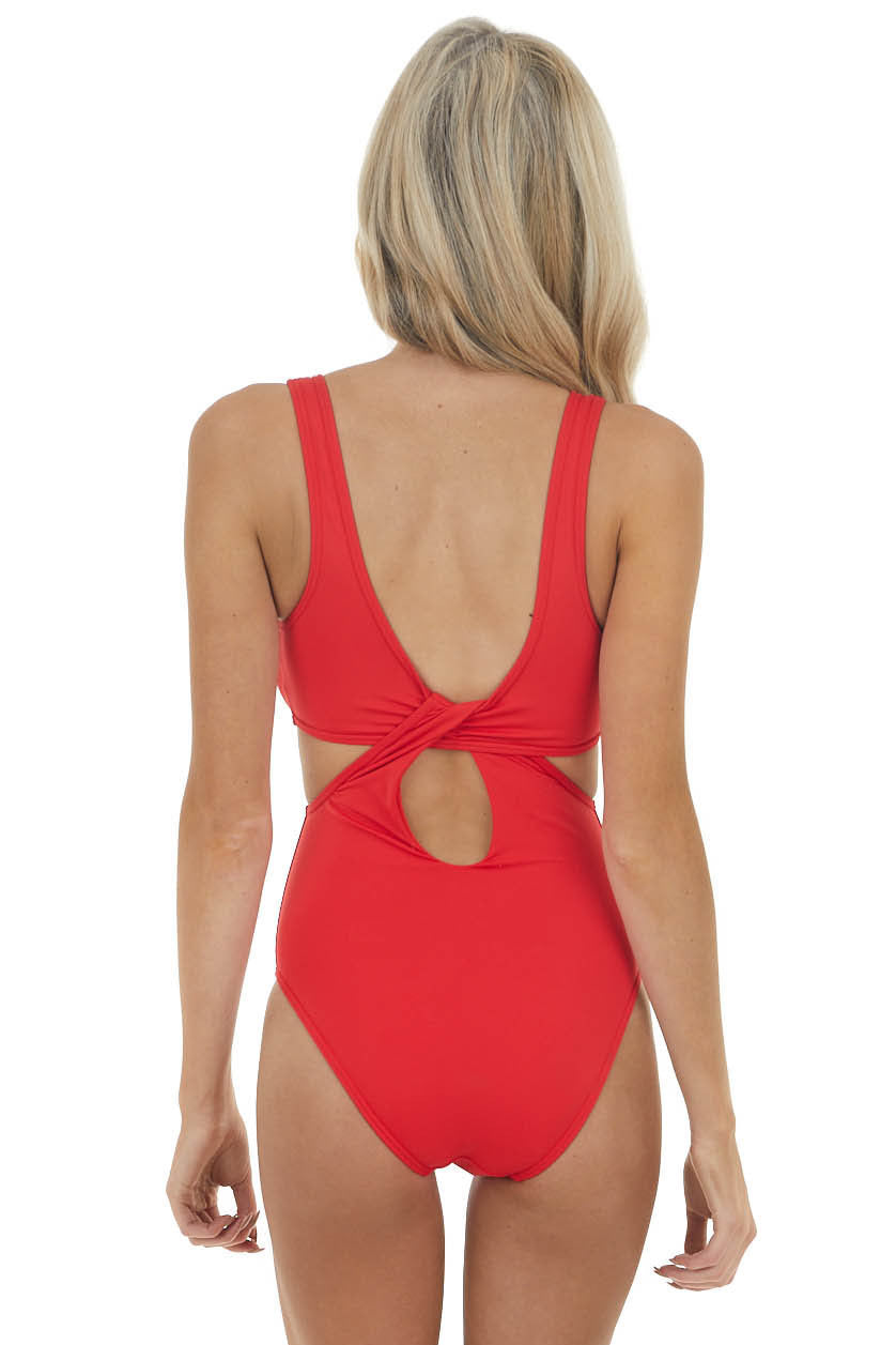 Candy Apple Keyhole One Piece Swimsuit with Cut Out Details