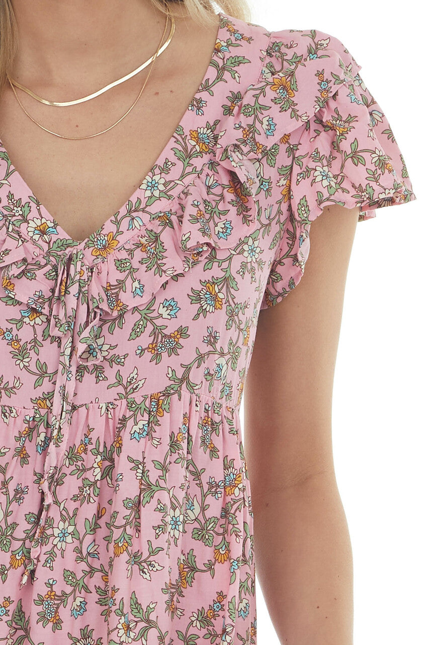 Carnation Multiprint Cap Sleeve Short Dress