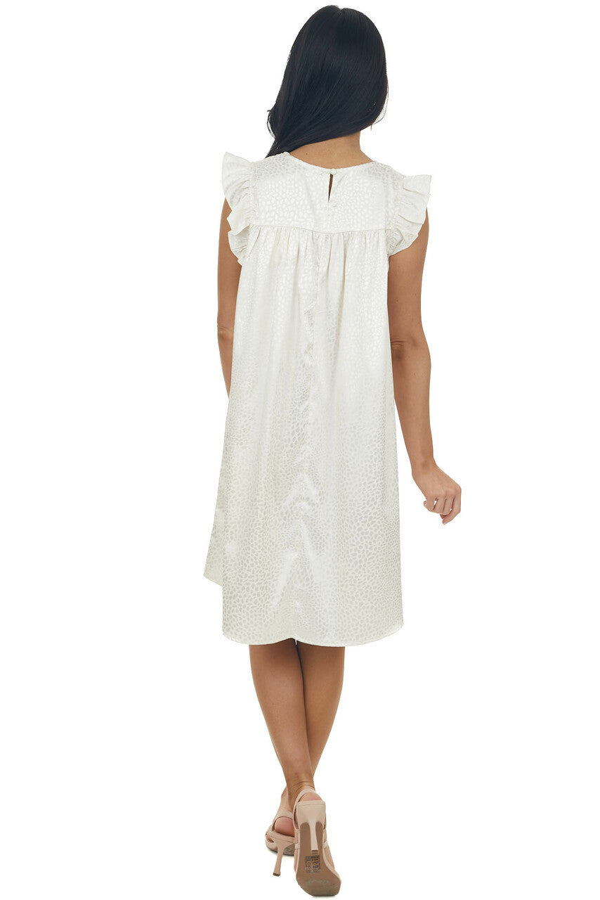 Champagne Metallic Cheetah Smocked Yoke Dress